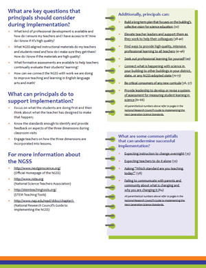 One Pager on NGSS: Overview For Principals